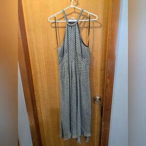 Michael Kors Sleeveless Halter Printed Maxi Dress - Gray